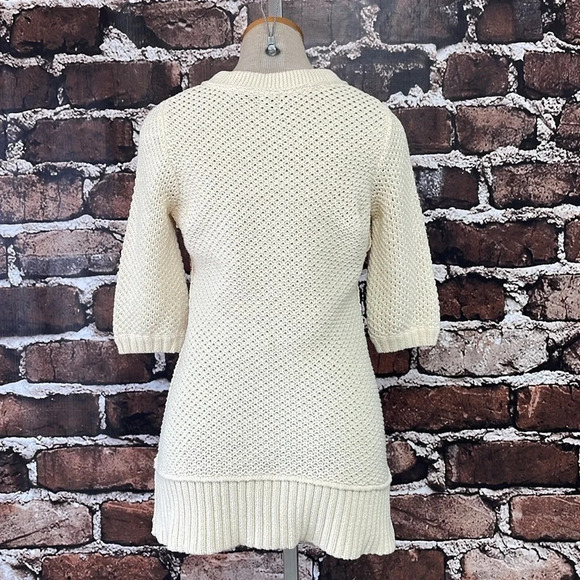 Anthropologie HWR Monogram Jacket Women's XS Extra Small Cream Floral Denim Knit - Picture 10 of 15